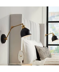 Barnes and Ivy Sania Modern Swing Arm Wall Lamps, Set of 2, Plug-In Adjustable Wall Lights for Bedroom or Living Room