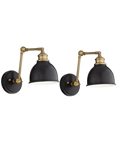 Barnes and Ivy Sania Modern Swing Arm Wall Lamps, Set of 2, Plug-In Adjustable Wall Lights for Bedroom or Living Room