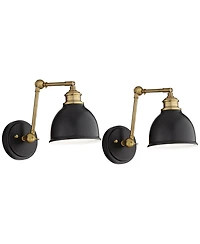 Barnes and Ivy Sania Modern Swing Arm Wall Lamps, Set of 2, Plug-In Adjustable Wall Lights for Bedroom or Living Room