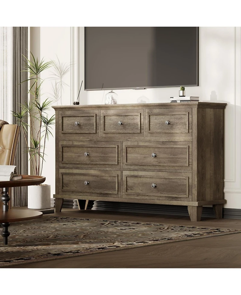 gaomon 47" Wide 7-Drawer Dresser, Wooden Chest with Deep Drawers & Metal Handle