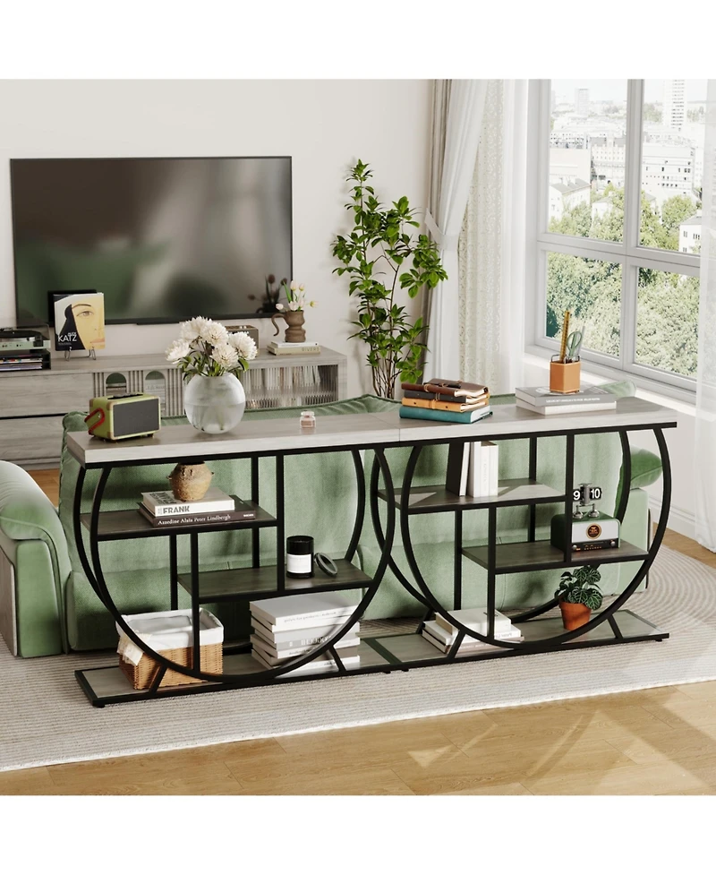 gaomon 39" Narrow Entryway Console Table with 4-Tier Storage and Half-Circle Base, for Living Room, Hallway and Foyer