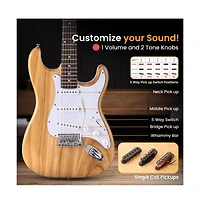 Pyle St Style Electric Guitar Kit with 5W Amplifier and Accessories (PEGKT400NT) - High Gloss