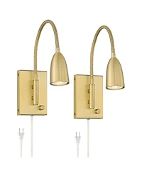 360 Lighting Lido Modern Wall Lamps Set of 2 Warm Plug-in Fixture Led Adjustable Gooseneck Arm for Bedroom Reading Living Room Hallway House Home