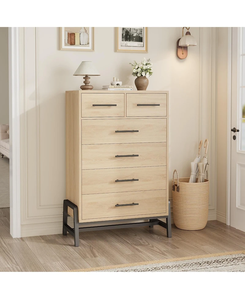 gaomon 6 Dresser for Bedroom, Freestanding 46.6 in Tall Drawer Dresser with Storage, Wooden Closet Storage Chest for Living Room, Bedroom