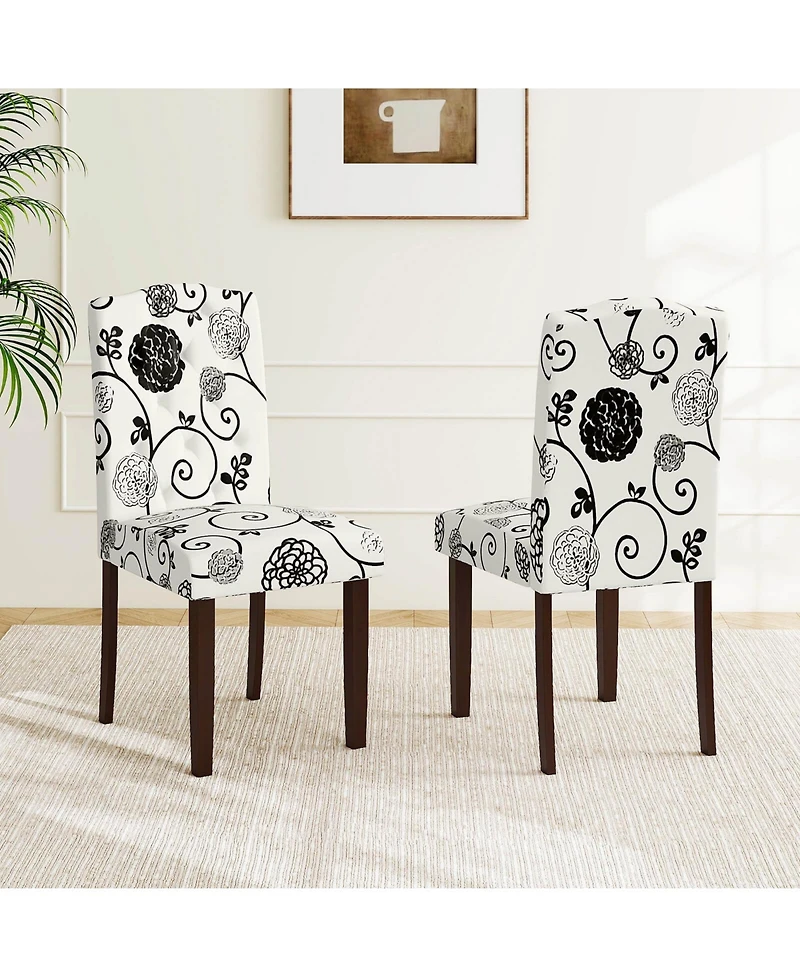 Costway Wooden Dining Chair with Rubber Wood Legs Padded Seat S Springs, Kitchen