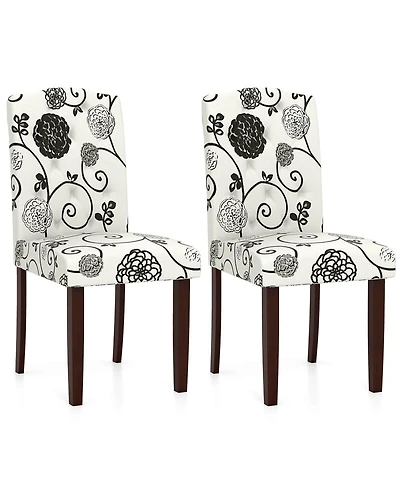 Costway Wooden Dining Chair with Rubber Wood Legs Padded Seat S Springs, Kitchen