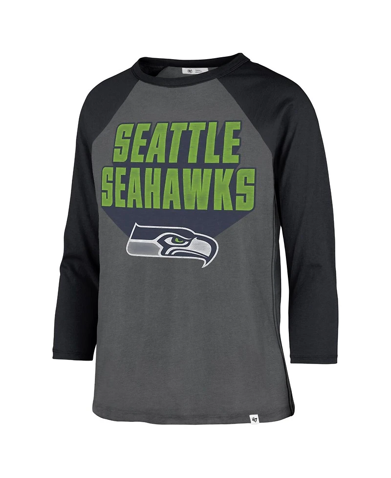 '47 Brand Women's Charcoal Seattle Seahawks Jetset Ava Raglan Long Sleeve T-Shirt