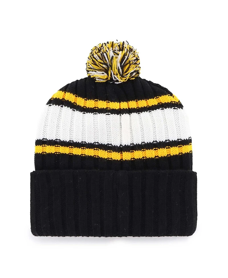 '47 Brand Men's Black Pittsburgh Pirates Plateau Cuffed Knit Hat with Pom