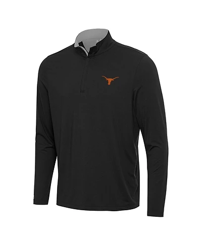 Antigua Men's Black/Gray Texas Longhorns Content Quarter-Zip Pullover Top