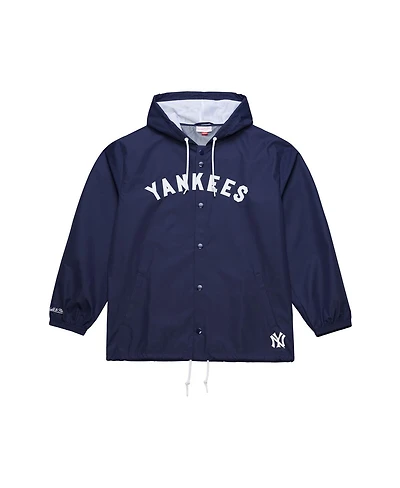 Mitchell & Ness Men's Navy New York Yankees Full-Snap Hooded Coaches Jacket