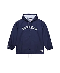 Mitchell & Ness Men's Navy New York Yankees Full-Snap Hooded Coaches Jacket