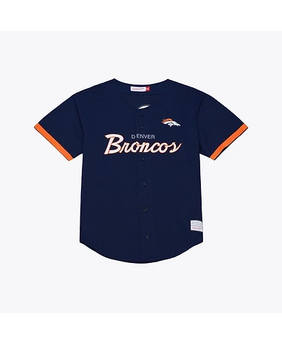 Mitchell & Ness Men's Navy Denver Broncos Head Coach Mesh Full-Button Fashion Jersey