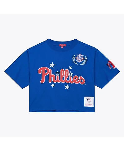 Mitchell & Ness Women's Royal Philadelphia Phillies Pep Rally Cropped Boxy T-Shirt