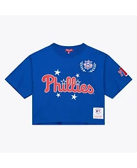 Mitchell & Ness Women's Royal Philadelphia Phillies Pep Rally Cropped Boxy T-Shirt