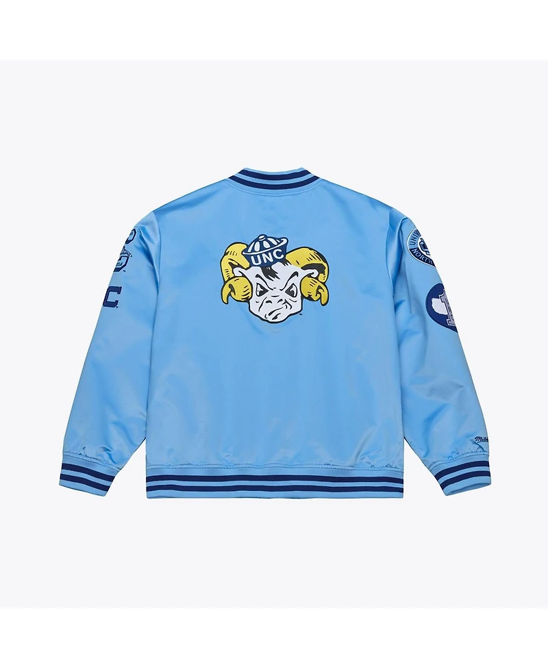 Mitchell & Ness Men's Carolina Blue North Tar Heels Double Clutch Lightweight Satin Full-Snap Jacket