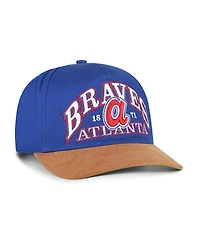 '47 Brand Men's Royal/Brown Atlanta Braves Cooperstown Break Wood Suede Hitch Adjustable Hat