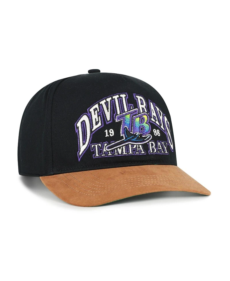 '47 Brand Men's Black/Brown Tampa Bay Rays Cooperstown Break Wood Suede Hitch Adjustable Hat