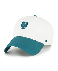 '47 Brand Men's White/Teal New York Mets Contemporary Tonal Clean Up Adjustable Hat