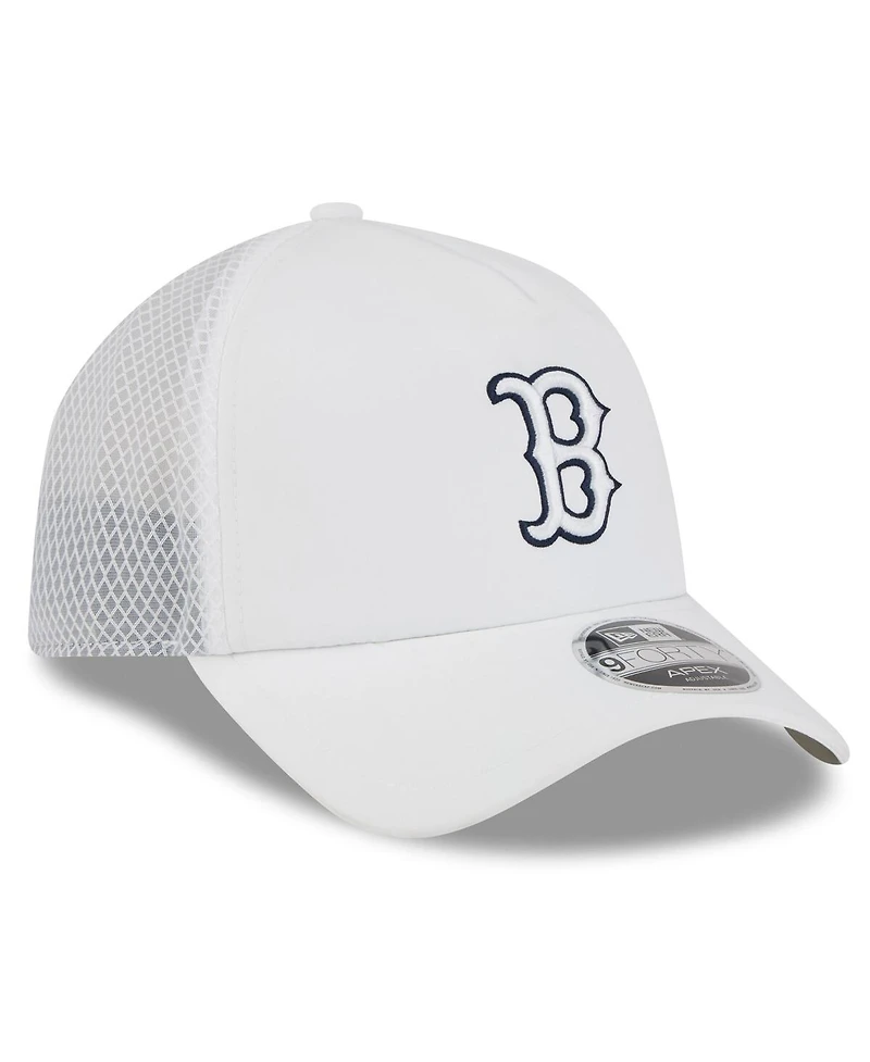 New Era Men's White Boston Red Sox 2026 Batting Practice Apex 9FORTY Adjustable Trucker Hat