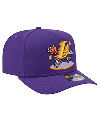 New Era Men's Purple Los Angeles Lakers Injection Cartoon Logo A-Frame 9FIFTY Adjustable Hat