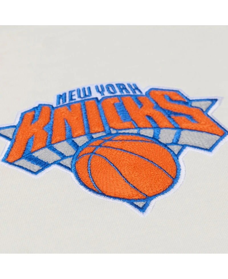 Mitchell & Ness Men's Cream New York Knicks Hardwood Classics Chainstitch Premium T-Shirt