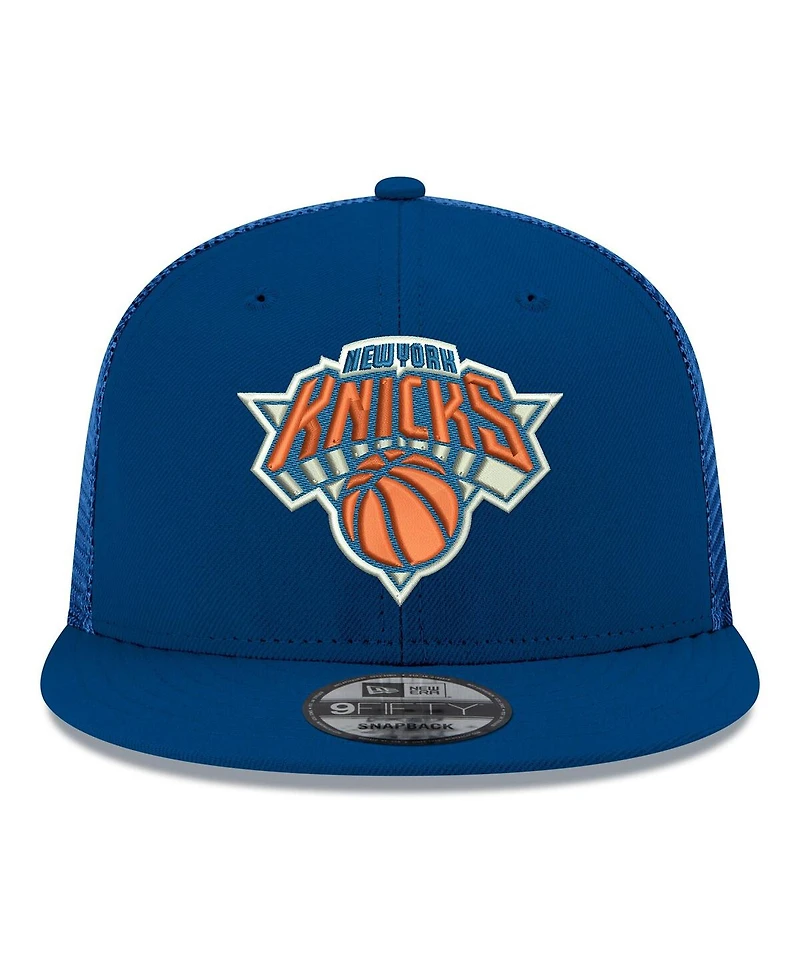 New Era Men's Blue New York Knicks Core Logo Meshback 9FIFTY Snapback Hat