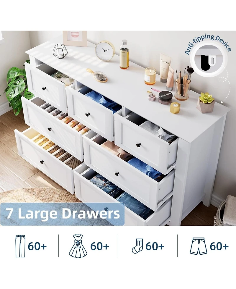 gaomon Garvee 54" Wide 7-Drawer Modern Dresser, Deep Drawers for Bedroom