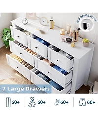 gaomon Garvee 54" Wide 7-Drawer Modern Dresser, Deep Drawers for Bedroom