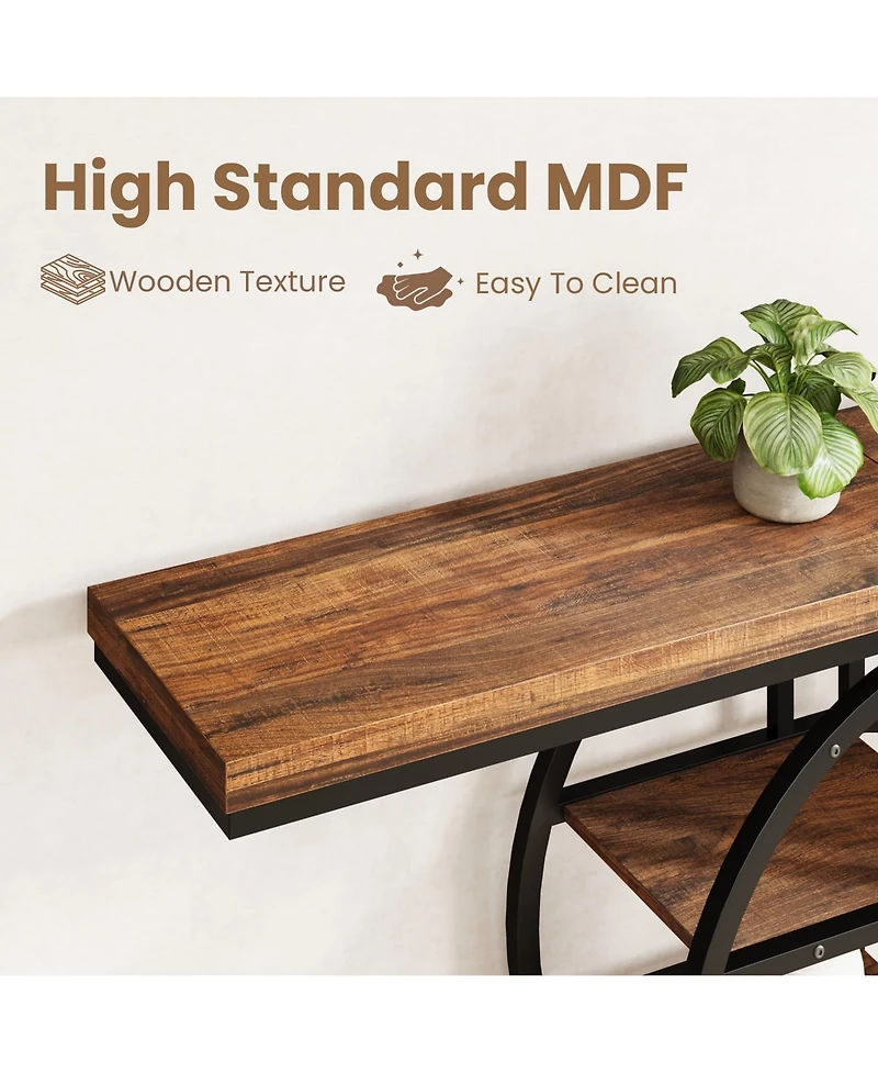 gaomon 55" Industrial Narrow Console Sofa Table with O-Shaped Metal Frame and 5-Tier Storage