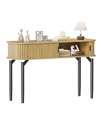 gaomon 47" Modern Wooden Fluted Console Table with Sliding Door and Storage, Sofa Table for Living Room