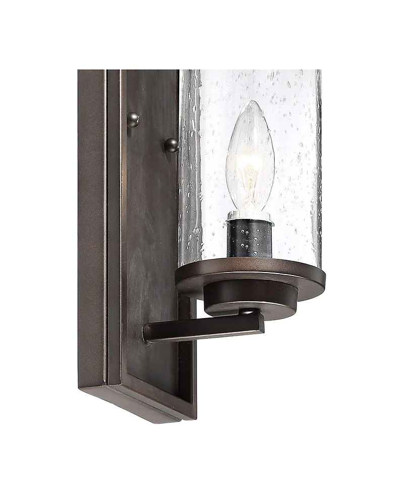 John Timberland Noble Rustic Industrial Wall Light Sconces Set of 2 Hardwired 6 3/4" Fixture Clear Seeded Glass for Bedroom House