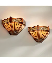 Robert Louis Tiffany Stratford 7 1/2"H Art Glass Wall Sconce Set of 2