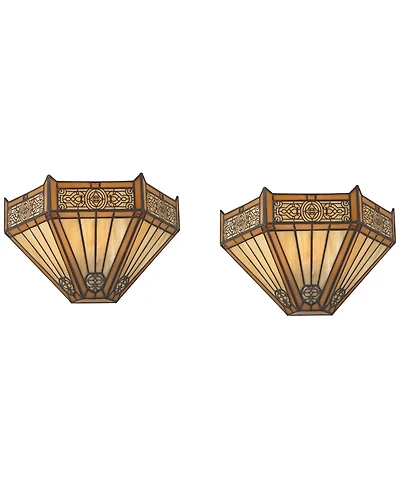 Robert Louis Tiffany Stratford 7 1/2"H Art Glass Wall Sconce Set of 2