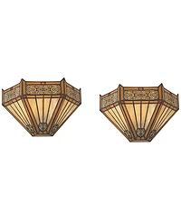 Robert Louis Tiffany Stratford 7 1/2"H Art Glass Wall Sconce Set of 2