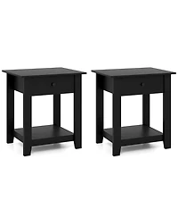 Gouun Set of 2 Modern 3-Tier Nightstands with Drawer and Open Shelf