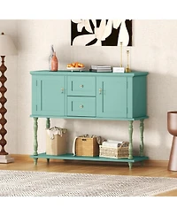 gaomon 42" Farmhouse Wooden Console Table with 2 Drawers, 2 Doors and Storage Shelf