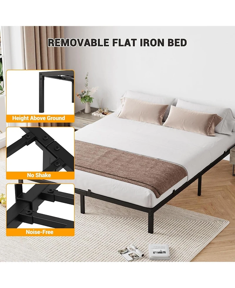gaomon Twin Metal Bed Frame, 8" Low Profile Platform, Heavy-Duty Steel with Underbed Storage