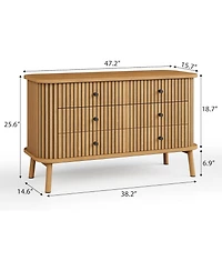 gaomon Boho 6-Drawer Wooden Dresser with Handles, Storage Chest for Bedroom