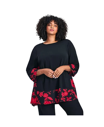 Avenue Plus Marion Mixed Media Women's Tunic