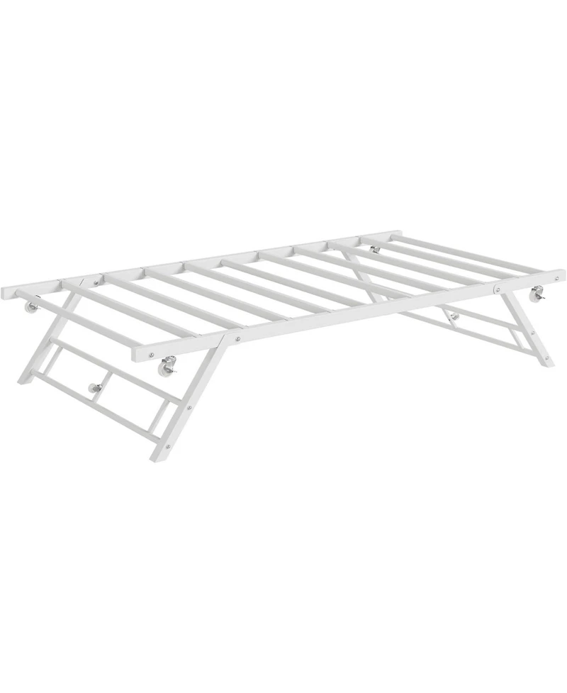 gaomon Twin Pop-Up Trundle Bed Frame with Lockable Casters, Foldable Metal Daybed, Space Saving Design
