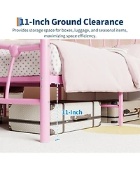 gaomon Twin Xl Metal Bed Frame with Heart Headboard and Footboard, Heavy-Duty Platform