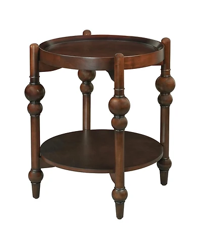 Streamdale Furniture Classic Solid Wood Round Side Table with Lower Shelf