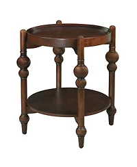 Streamdale Furniture Classic Solid Wood Round Side Table with Lower Shelf