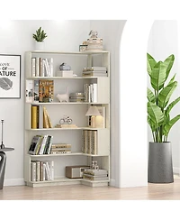 Streamdale Furniture 90cm Freestanding Corner Bookshelf with Anti-Tip Device