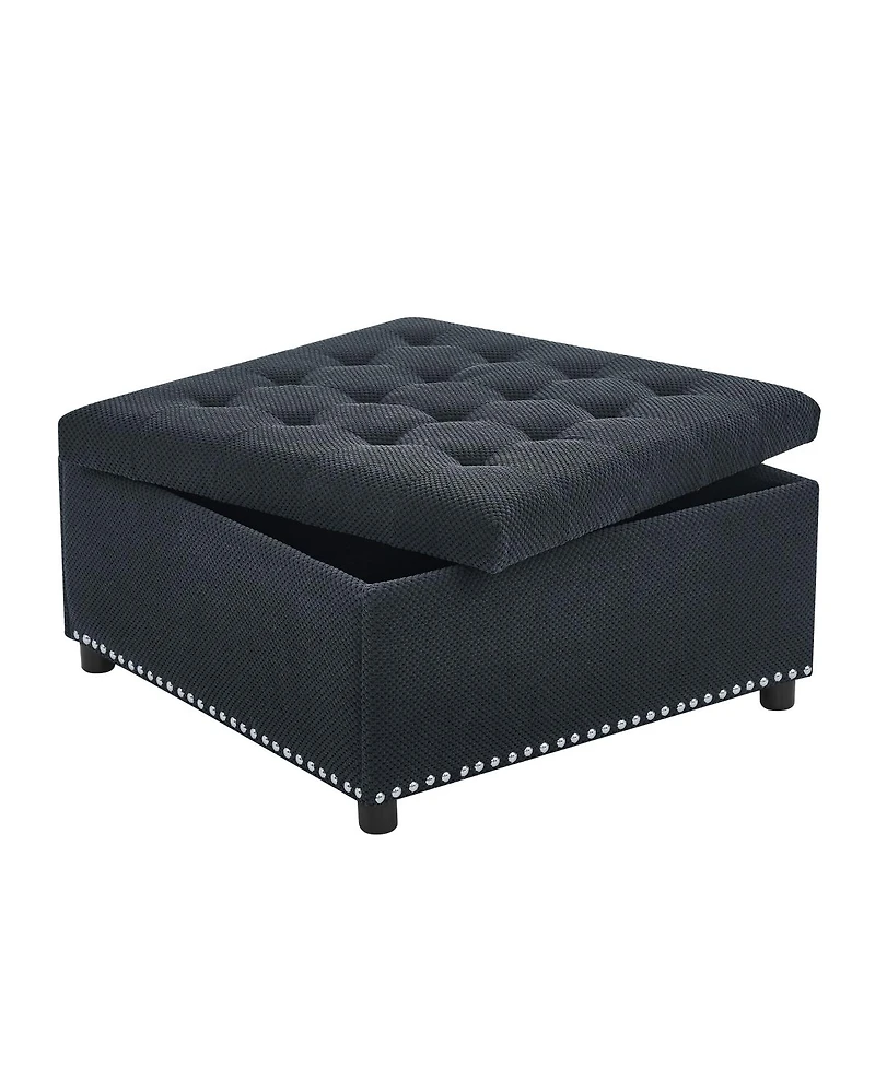 Streamdale Furniture Tufted Storage Ottoman with Nailhead Trim