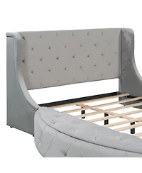 Streamdale Furniture Velvet Storage Bed w/Wingback Headboard and Drawer