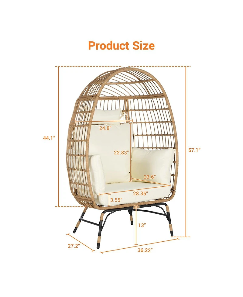 Streamdale Furniture Wicker Egg Chair with Cushion (Indoor/Outdoor)