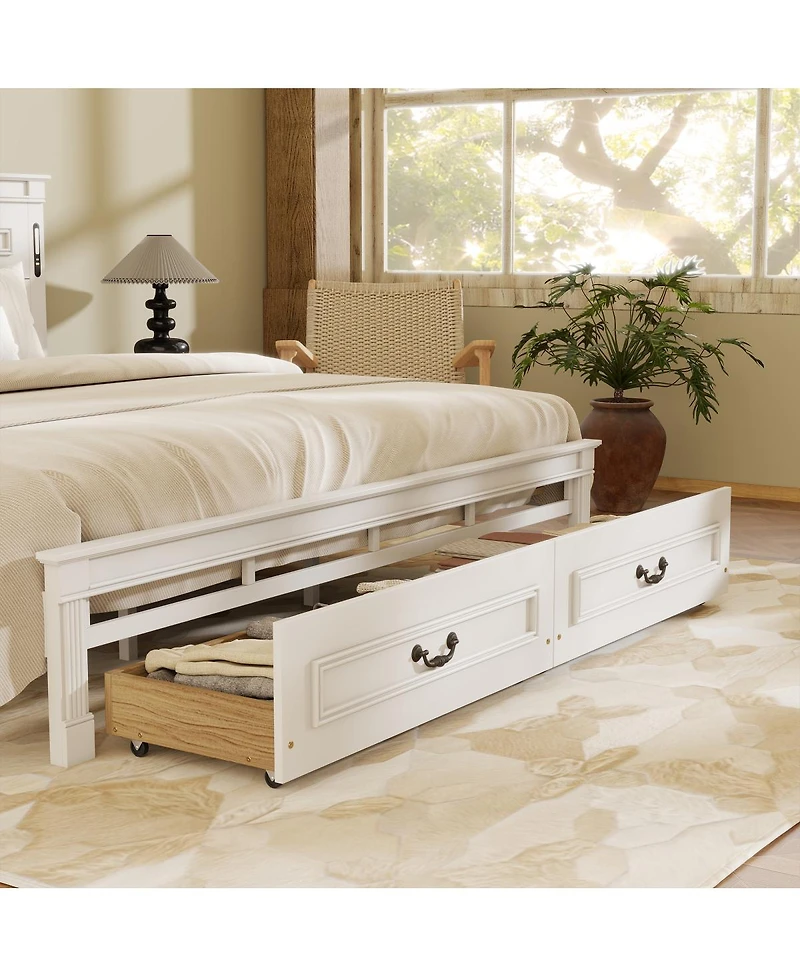 Streamdale Furniture King Led Storage Bed between Usb and Tall Headboard/Footboard