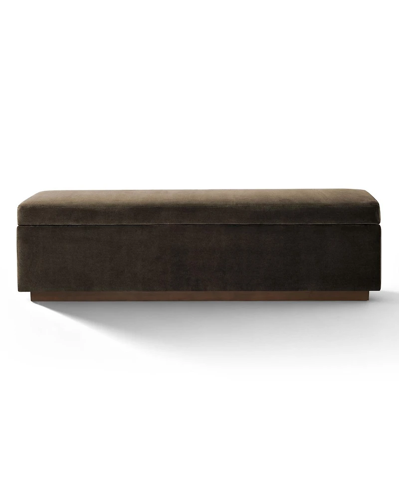 Maison Boucle 60" Velvet Storage Bench Ottoman with Lift-Top and Walnut Base
