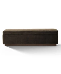 Maison Boucle 60" Velvet Storage Bench Ottoman with Lift-Top and Walnut Base